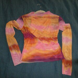 Zara Mesh Ruched Long Sleeve Top w/ Built-In Tank | Size M